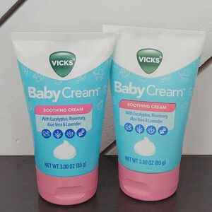 2 Vicks Baby Cream Soothing Cream Eucalyptus Rosemary Aloe Vera & Lavender‎ 14CT